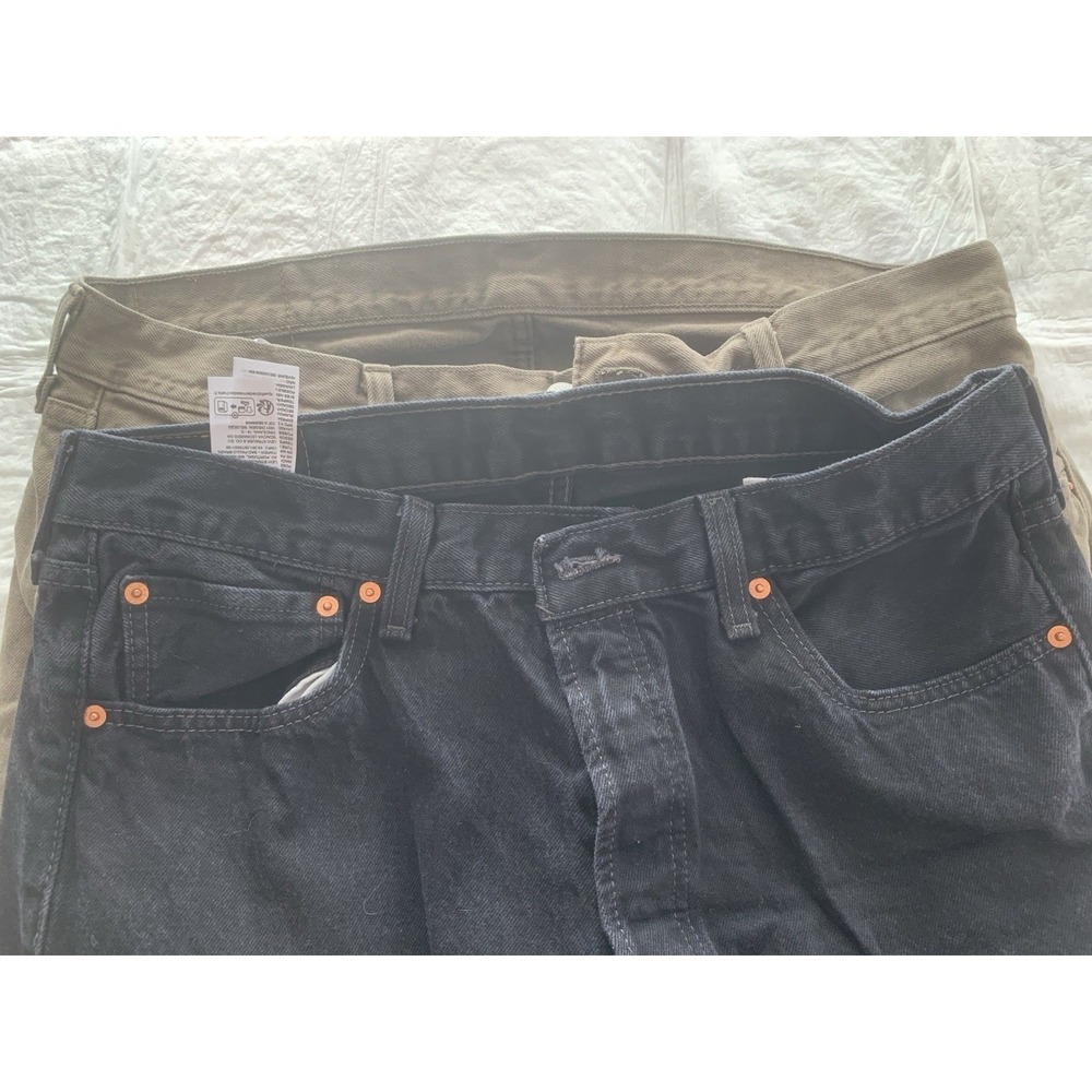 Lot Of 2 Levi's 501 Mens Button Fly Jeans Black And Rust 36 x 32